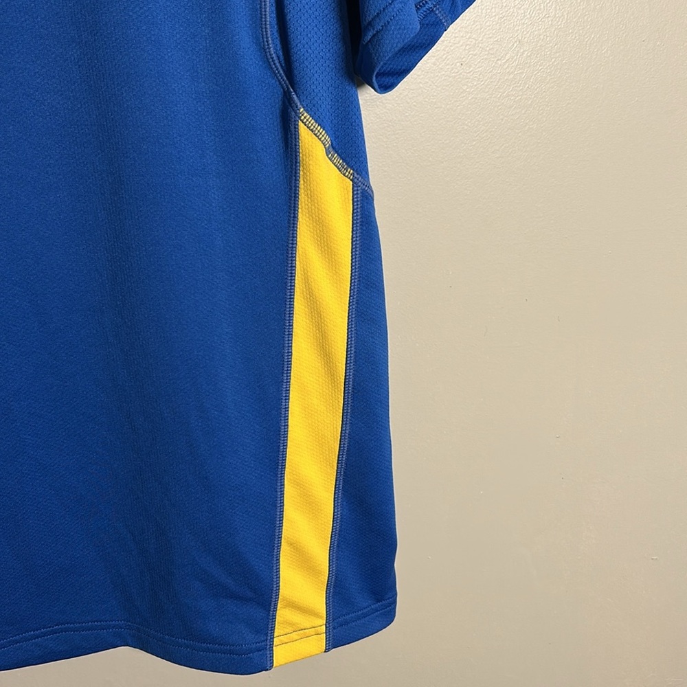 Nike Fit Dry Blue and Yellow Performance Quick Dry Short Sleeve Shirt Sz Large - Picture 3 of 13